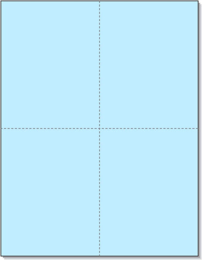 8-1/2" x 11" Laser/Inkjet Postcards 4 Per Page, (4-1/4" x 5-1/2" Each Card | Blue, 4000 Cards)