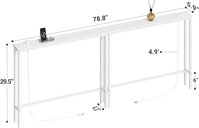 ELYKEN 2 Pack 5.9" Narrow Console Sofa Table