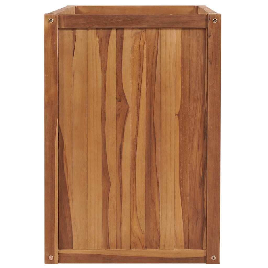 GFMGUEMV Solid Teak Wood Raised Bed Planter with Fine Sanded Water Based Finish for Indoor and Outdoor Use, 15.7x15.7x15.7 Inch Square Planter