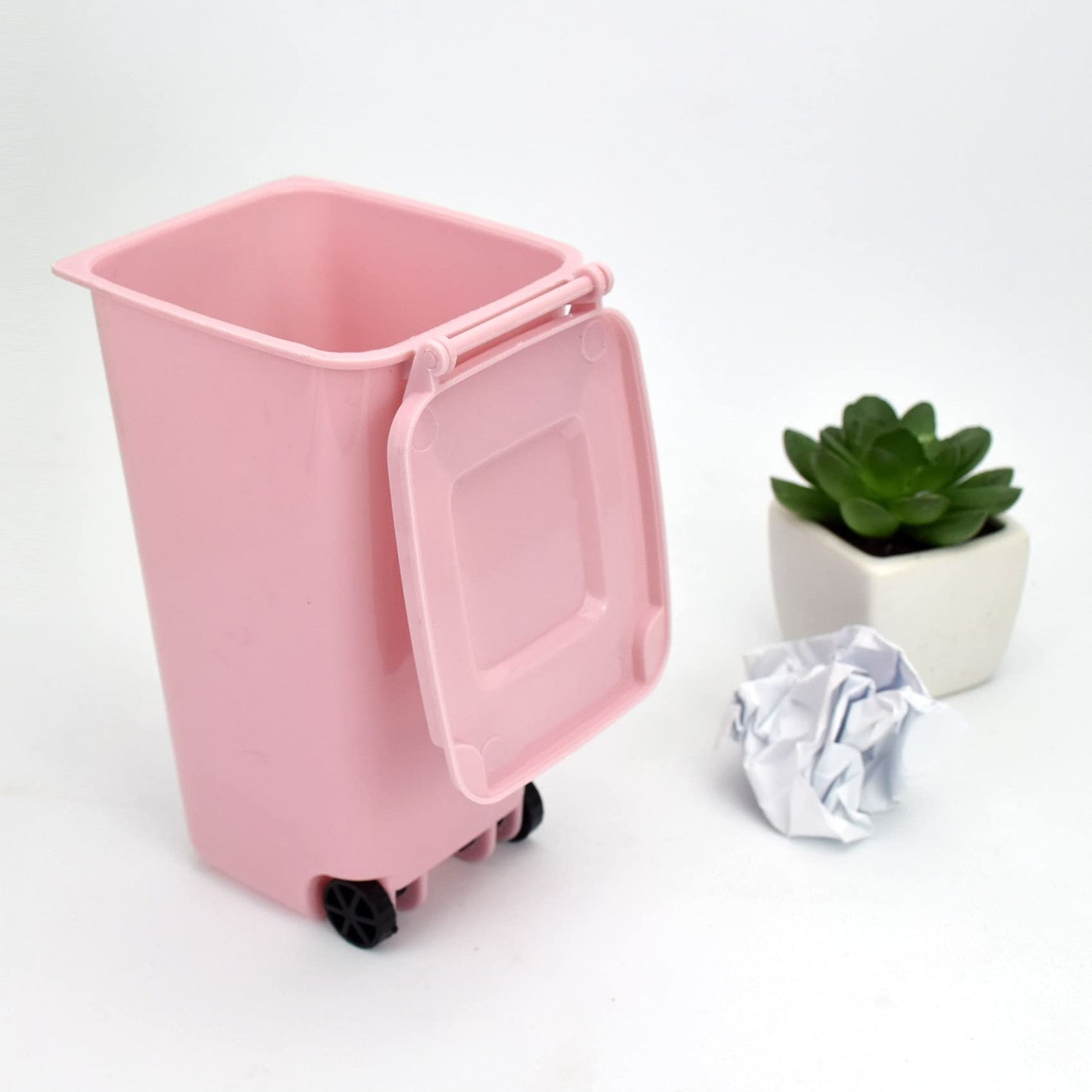 Mugtel Mini Trash Can with Lid Swing Top Small Trash Can Pen Holder for Car Bedroom Office Desktop 22 Fl Oz (4 Pcs Multi-Color)