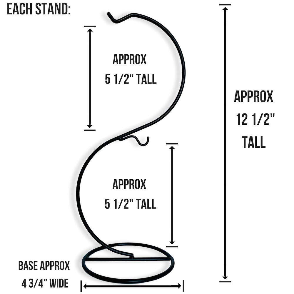 BANBERRY DESIGNS Dual Stands for Ornaments Jewelry and Terrariums - 2 Display Hooks - 2 Pack - Black Metal Holders with Multi-level Hooks - 12" H