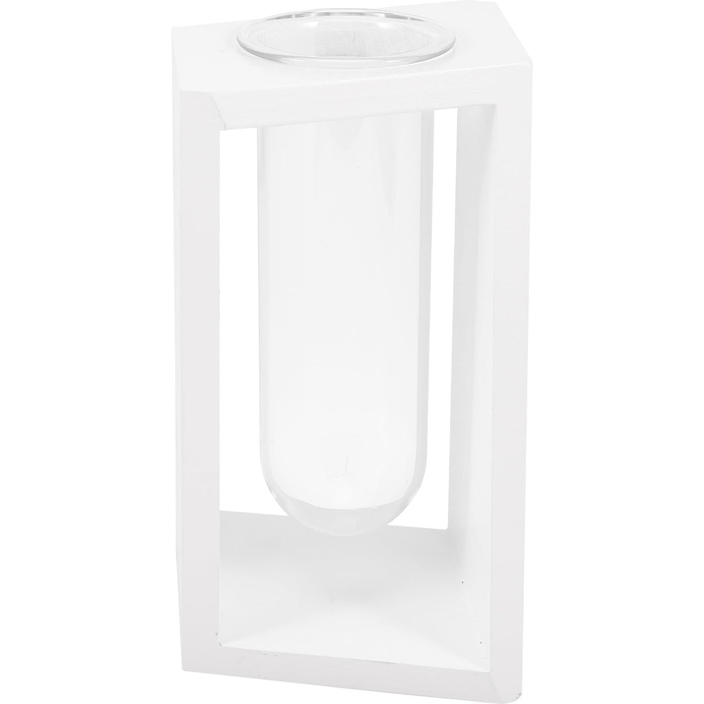 DIYEAH Glass Test Tube Propagation Station with White Wooden Holder, Hydroponic Flower Vase for Indoor Plant Terrarium and Water Propagation, Decorative Home Garden Container