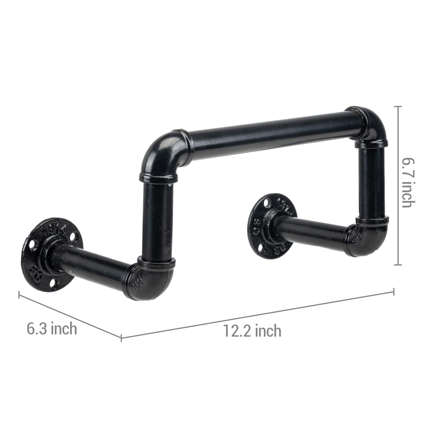 MyGift Wall Mounted Garden Water Hose Hanger, Industrial Matte Black Metal Hanging Waterhose Reel Holder Storage Rack with Decorative Pipe Fixture Design