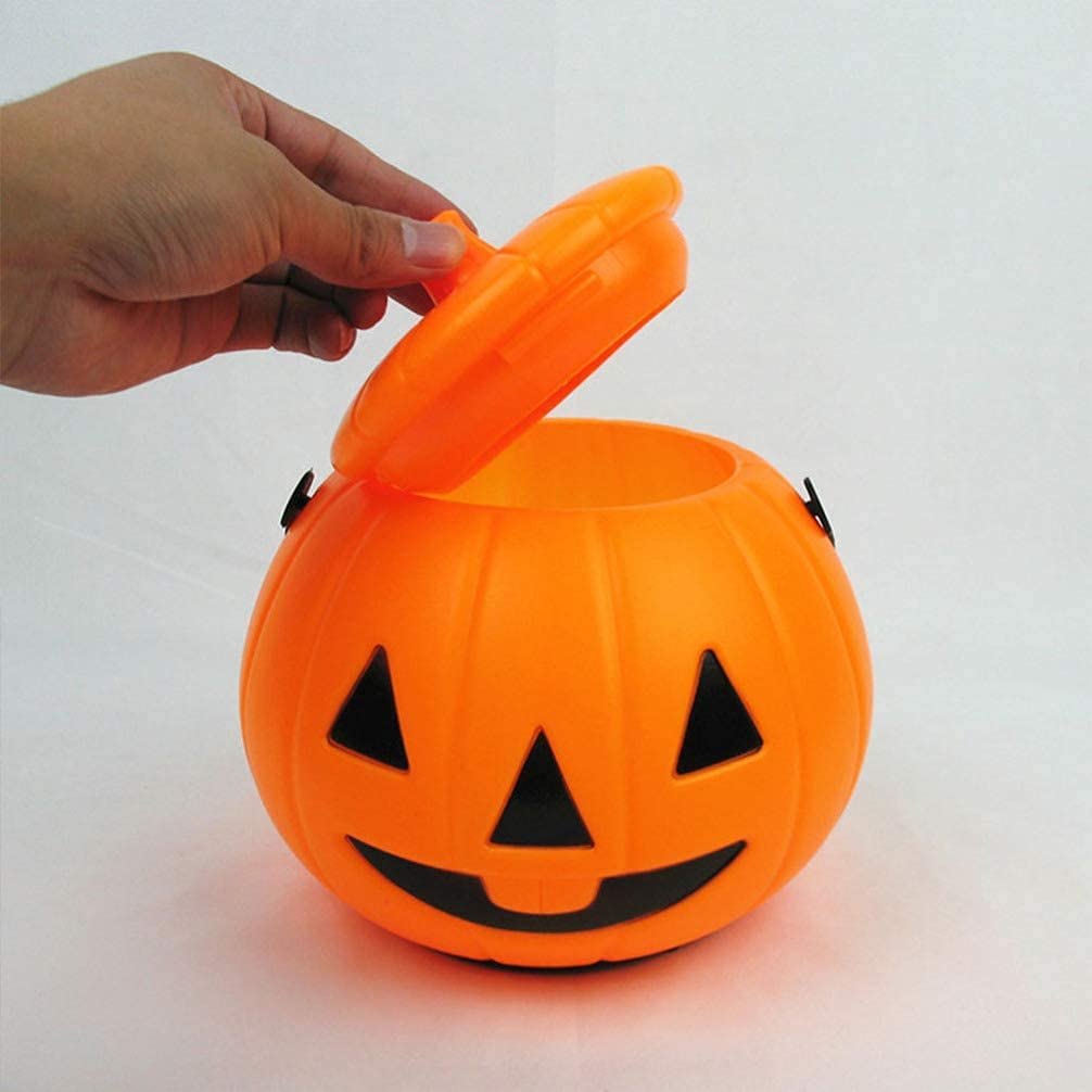 Halloween Pumpkin Bucket LED Trick or Treat Pumpkin Candy Holder Pumpkin Jack O Lantern Candy Bucket for Party Favors