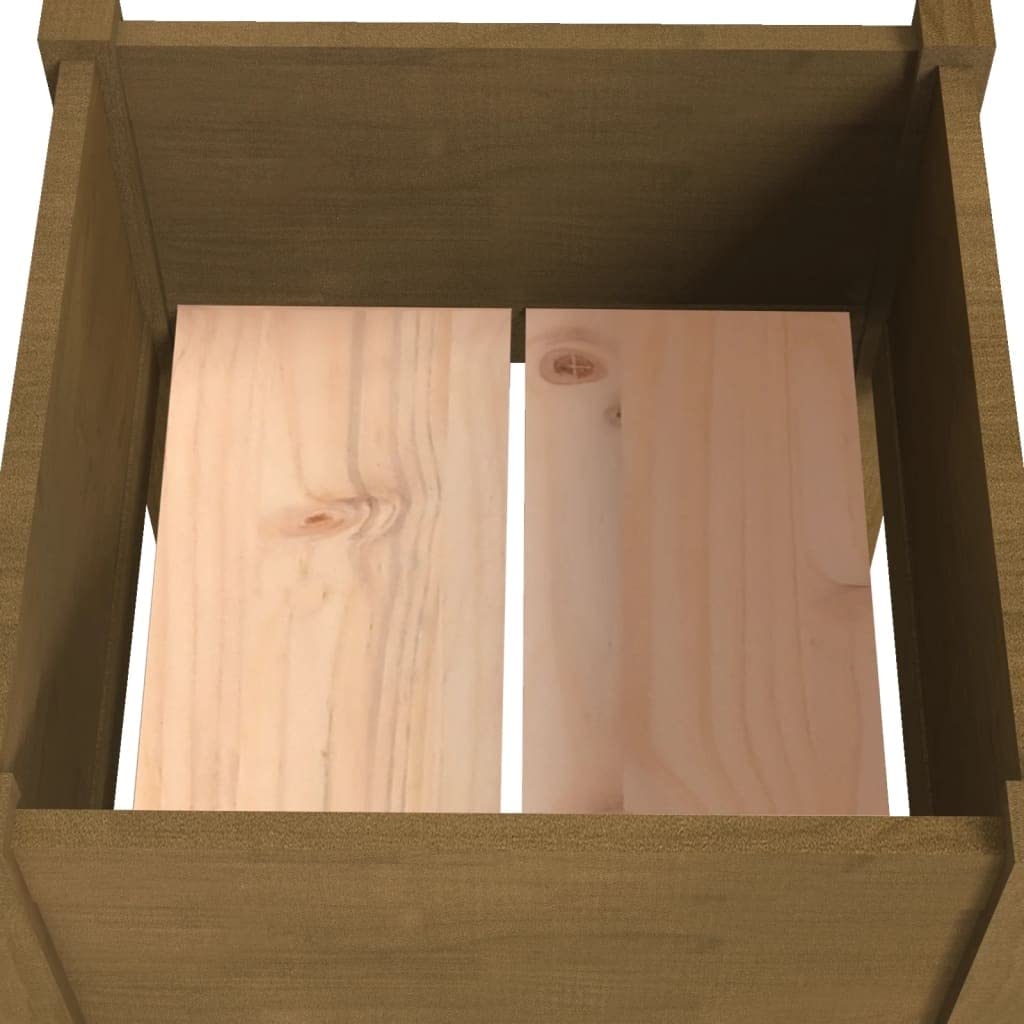 Coespram Honey Brown Solid Pinewood Square Outdoor Planter Box 19.7 x 19.7 x 27.6 in Sturdy Garden Pot for Patio Balcony Deck Large Flower Container for Herbs Veggies