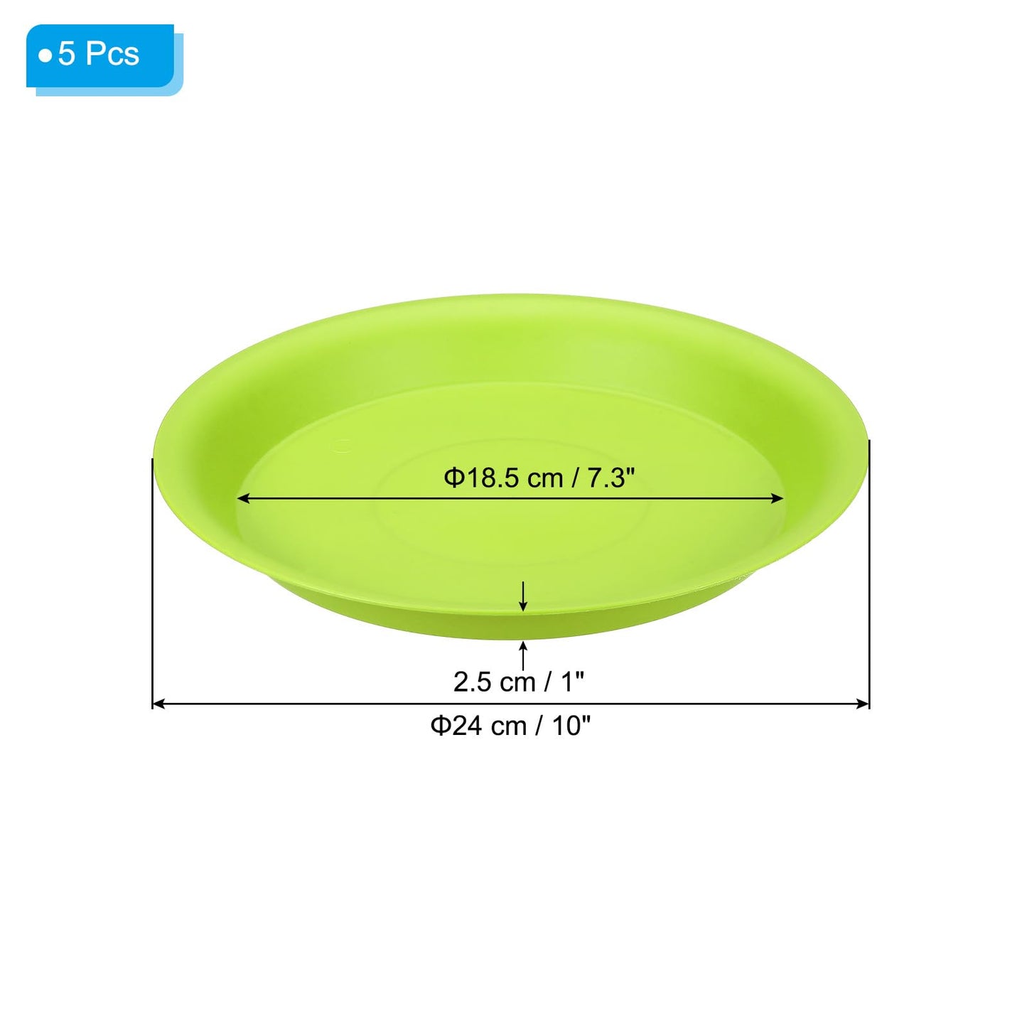 PATIKIL 10 Inch Plant Saucer Tray, 5 Pack Plastic Drip Tray Round Collects Excess Water Flower Pot Drainage Trays for Heavy Indoor Outdoor Pan, Green