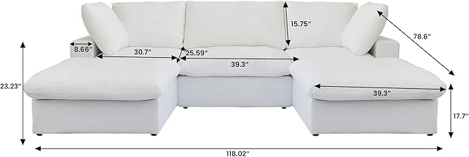 Cloud Modular Sectional Sofa Couch, U Shaped Couch 5 Seater
