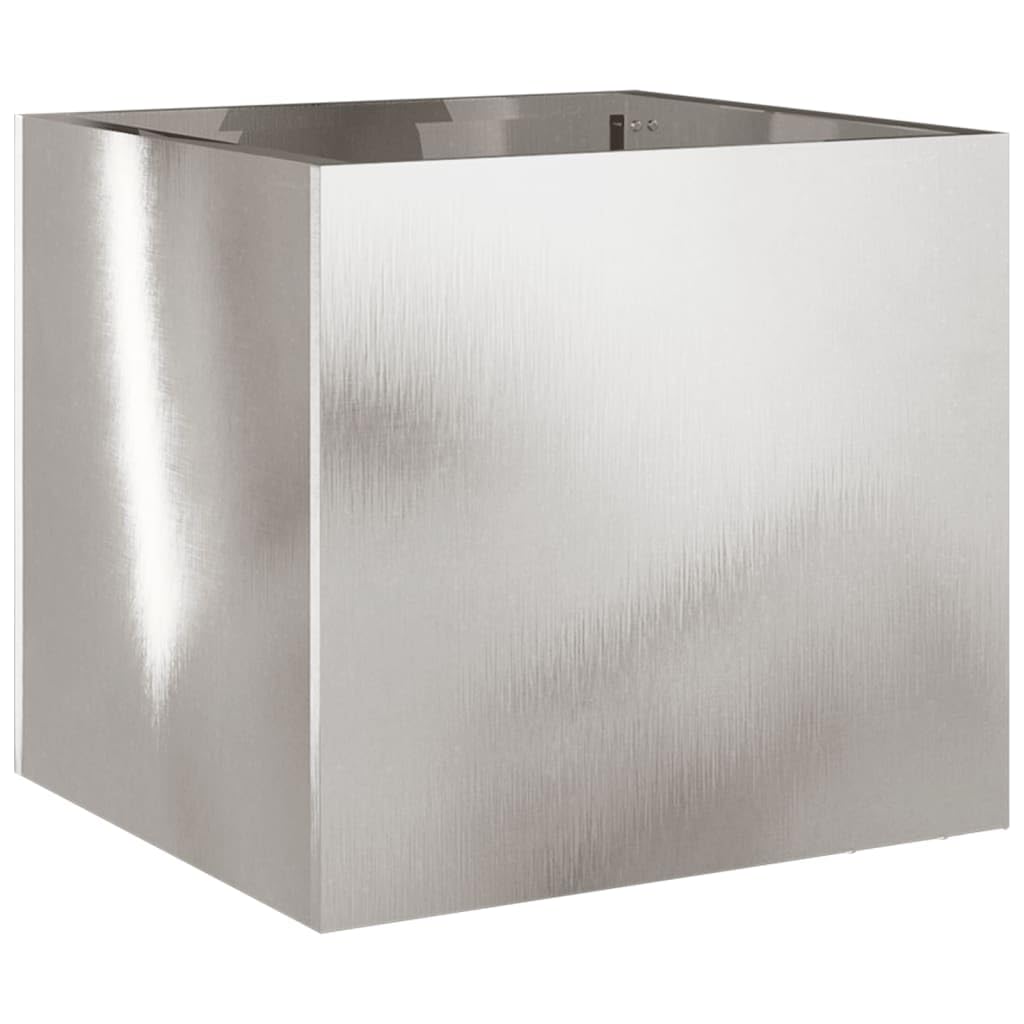 Logeirevo Corten Steel Planter Box, Corten Steel Raised Garden Bed for Flowers, Vegetables, Herbs, Silver 12.6"x11.8"x11.4" Stainless Steel,-1770