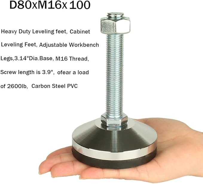 Heavy Duty Leveling Screw Leg, Leg Leveler 3.14" Dia Base, Adjustable Leveling