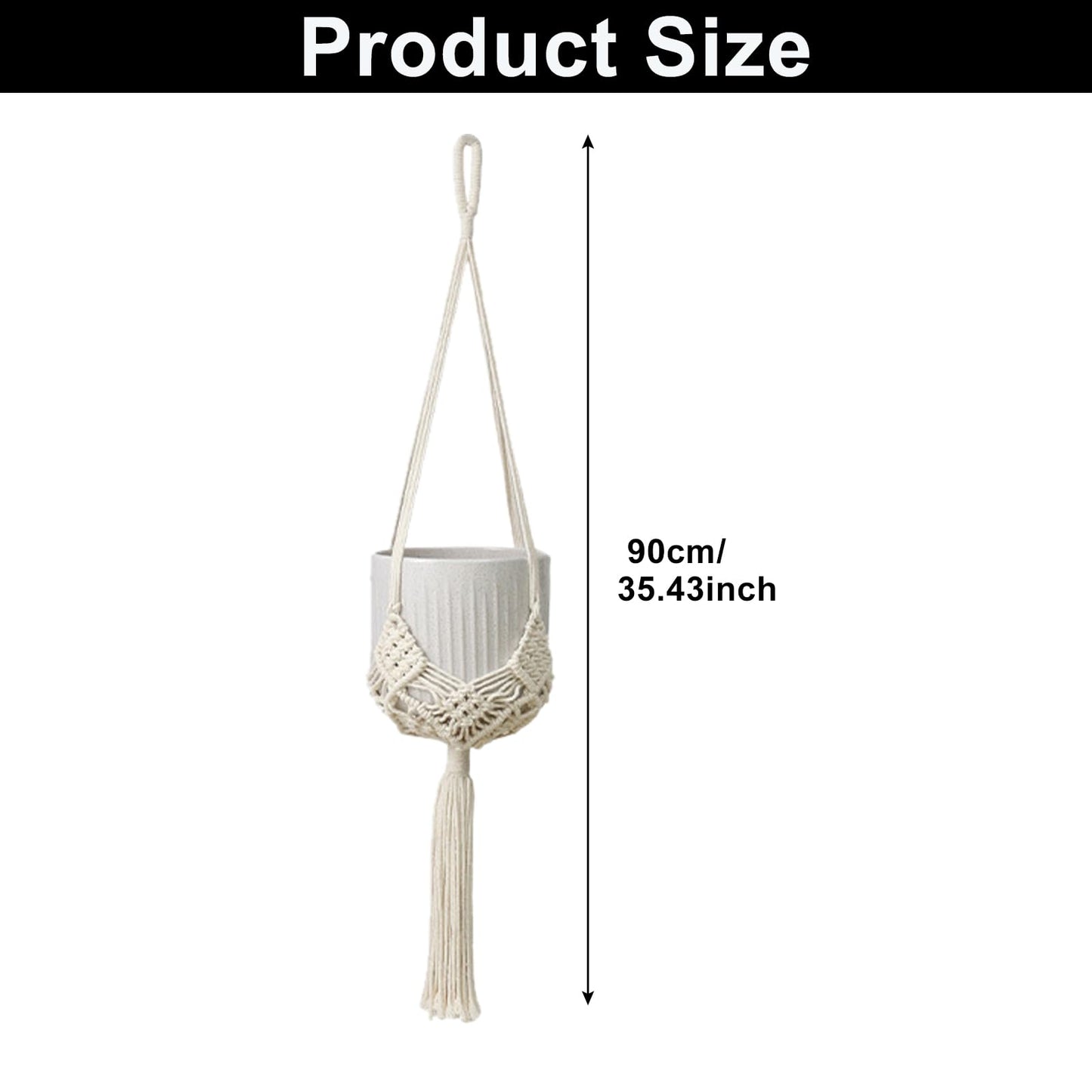 verkelly 2 Pack Macrame Hanging Planters with Patterns - Stylish Plant Hangers Crochet Boho Plant Holder Hanging Plant Basket for Up to 6 Inch Pots(White)