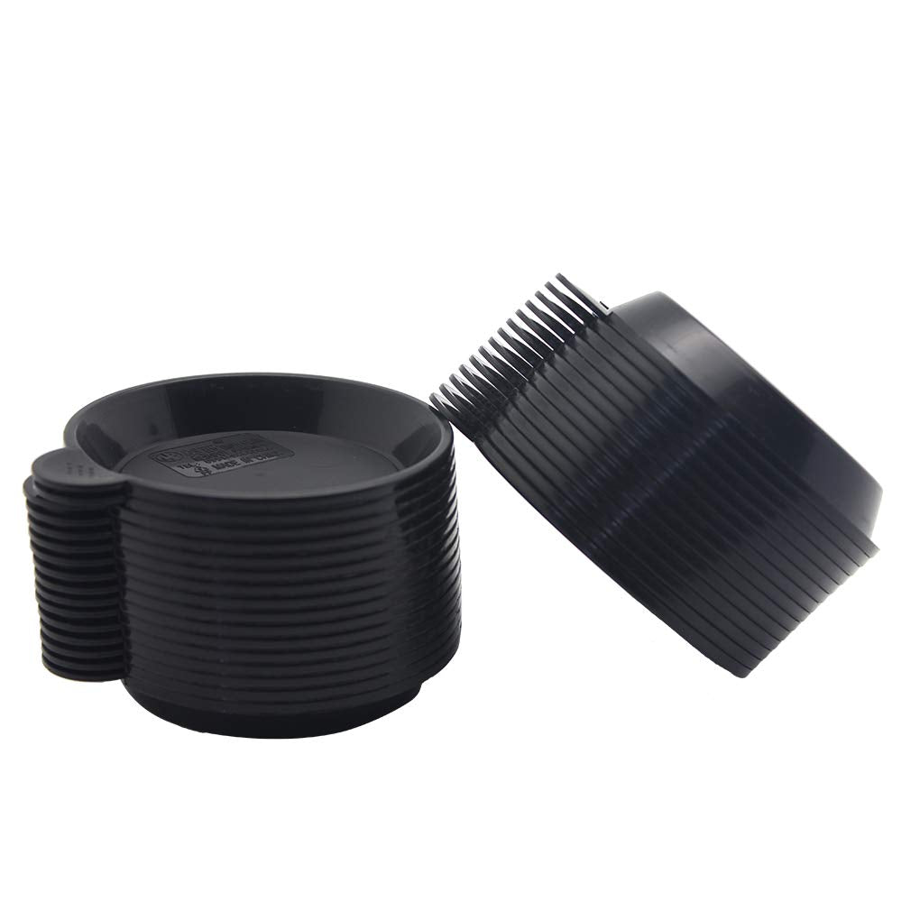 BangQiao 30 Pack 3.15 Inch Plastic Tiny Round Plant Pot Saucer Tray for Indoor and Outdoor Plants, Black