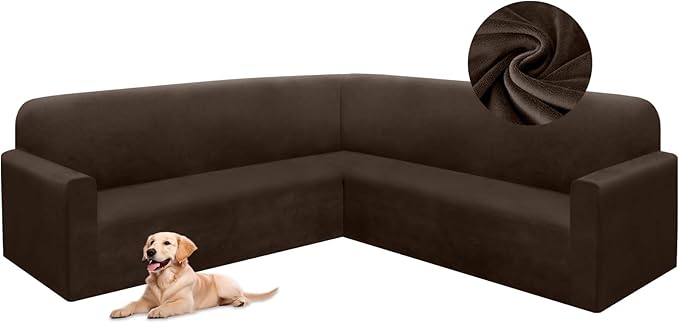 HDCAXKJ Corner Sectional Couch Covers Velvet Stretch L Shape Sofa Cover Soft