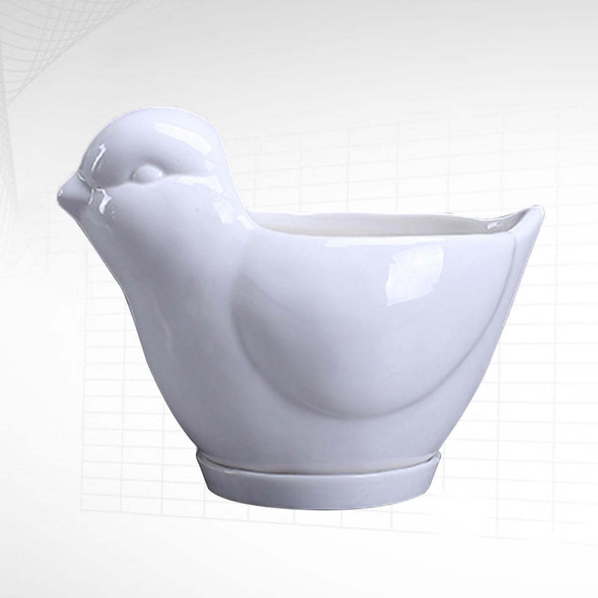 FOMIYES Ceramic Succulent Plant Container Bird Shape Small White Flower Pot Saucer Indoor Desktop Planter for Home Gardening