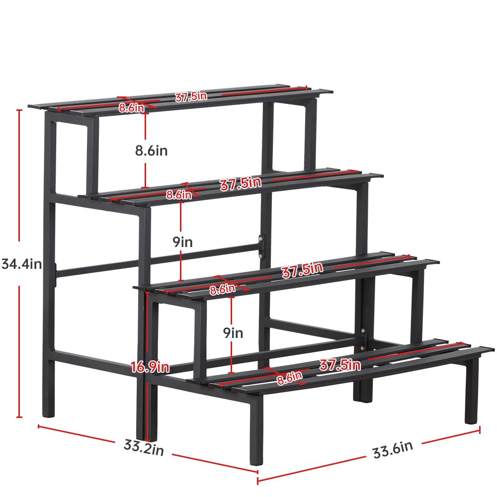 DHYGOTFUR Aluminum Plant Stand - Indoor & Outdoor Ladder Display Shelf for Plants - Sturdy Space-Saving Utility Organizer for Patio, Balcony & Garden (4-Tier)