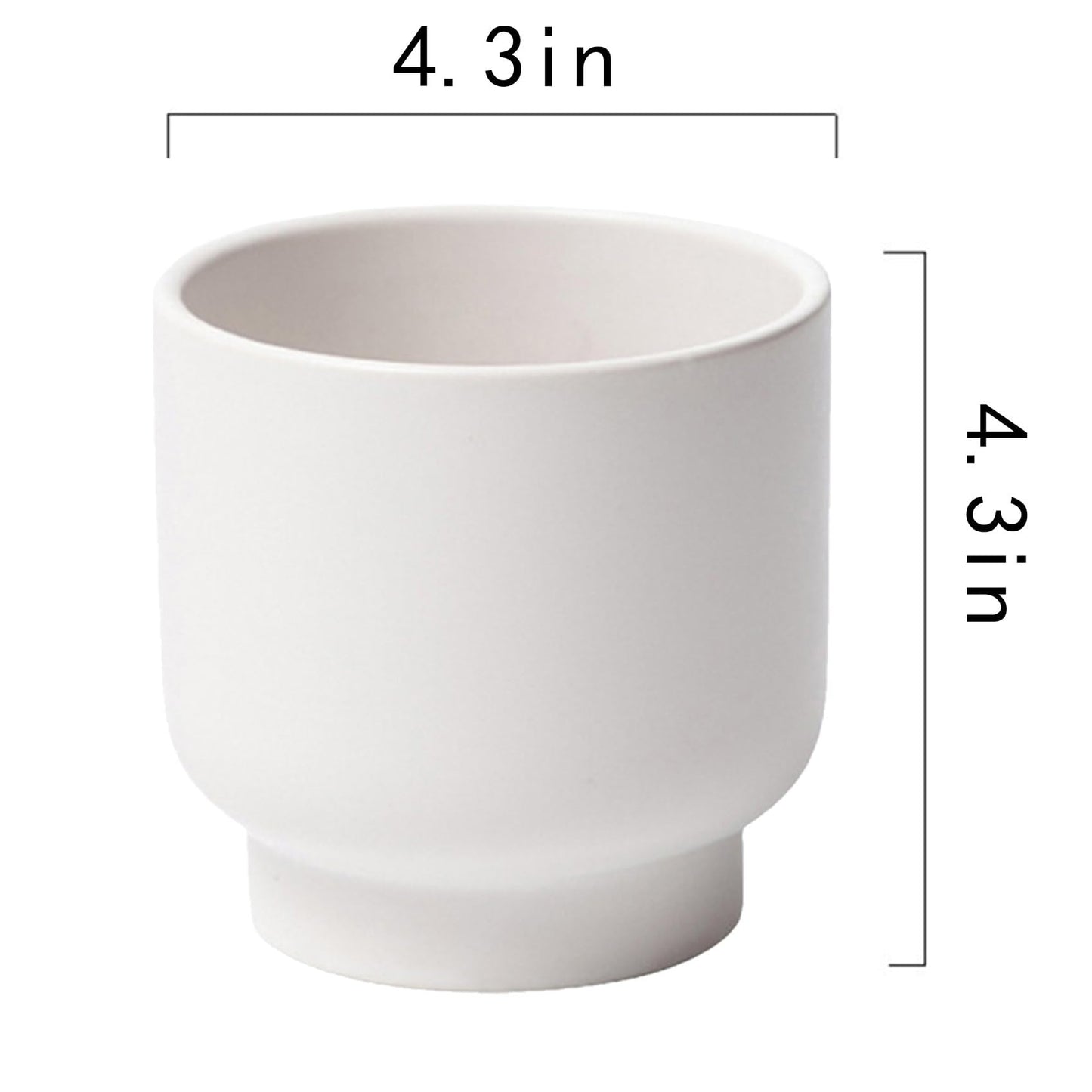 LB White Ceramic Planters for Indoor Plants, Succulent Plant Pots Ceramic Flower Pots, Modern Plant Pot for Living Room Office Home Decor, Round Flower Pot of 4.3 Inch(Plant Not Included)