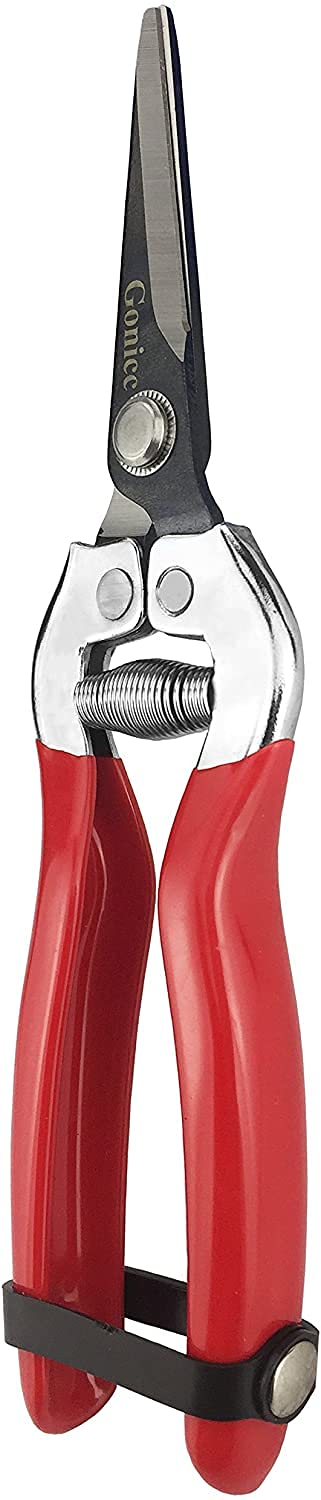 gonicc 8" Professional Premium Titanium Bypass Pruning Shears (GPPS-1003), Hand Pruners, Garden Clippers, Bonsai Cutters (Red Micro-Tip Pruning Snip)