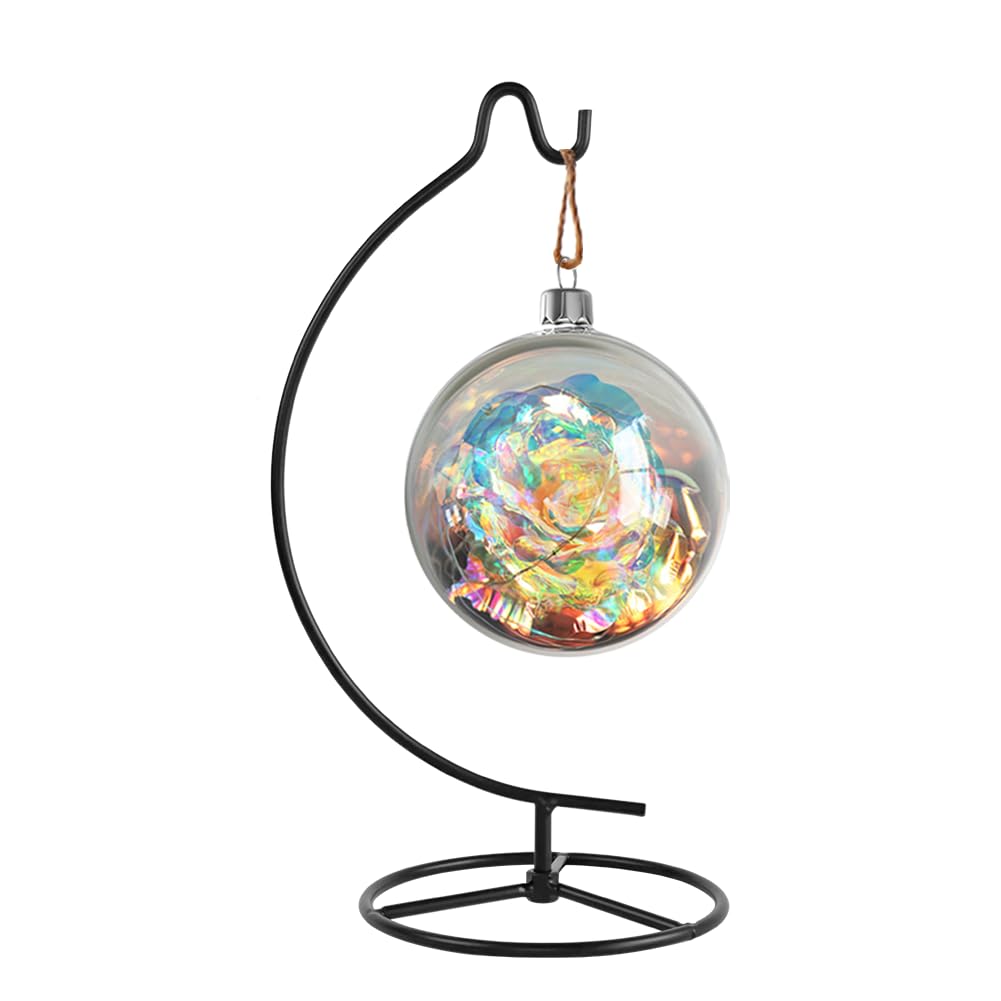 Fosinz 11 Inch Black Ornament Display Stand, Metal Ornament Hanger Stand, Sturdy Hook for Hanging Glass Ball(6inch), Christmas Ornament, Air Plant Terrarium, Witch Ball, Home Wedding Decoration (Metal Black)