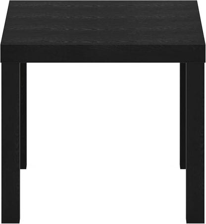 Furinno Classic Side Table, Square Modern End Table with 1.8 Thick Tabletop, Simple Night Stand, Bedside Table, Toolless Assembly, for Living Room, Bedroom, Classic Black