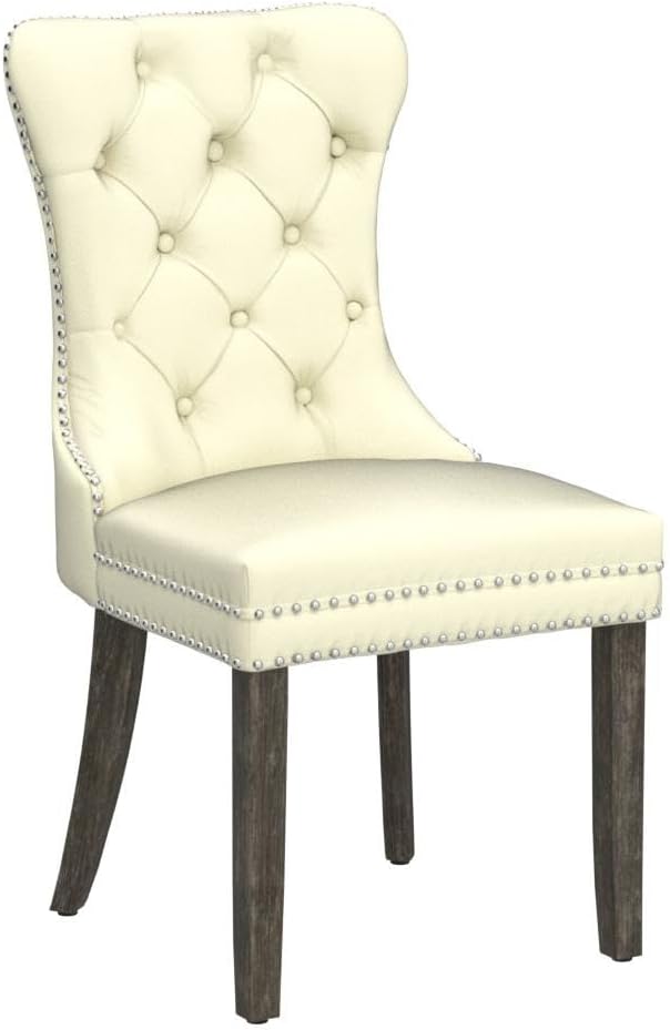 KCC Faux Leather Dining Chairs Set of 6, Upholstered High-end Tufted Dining