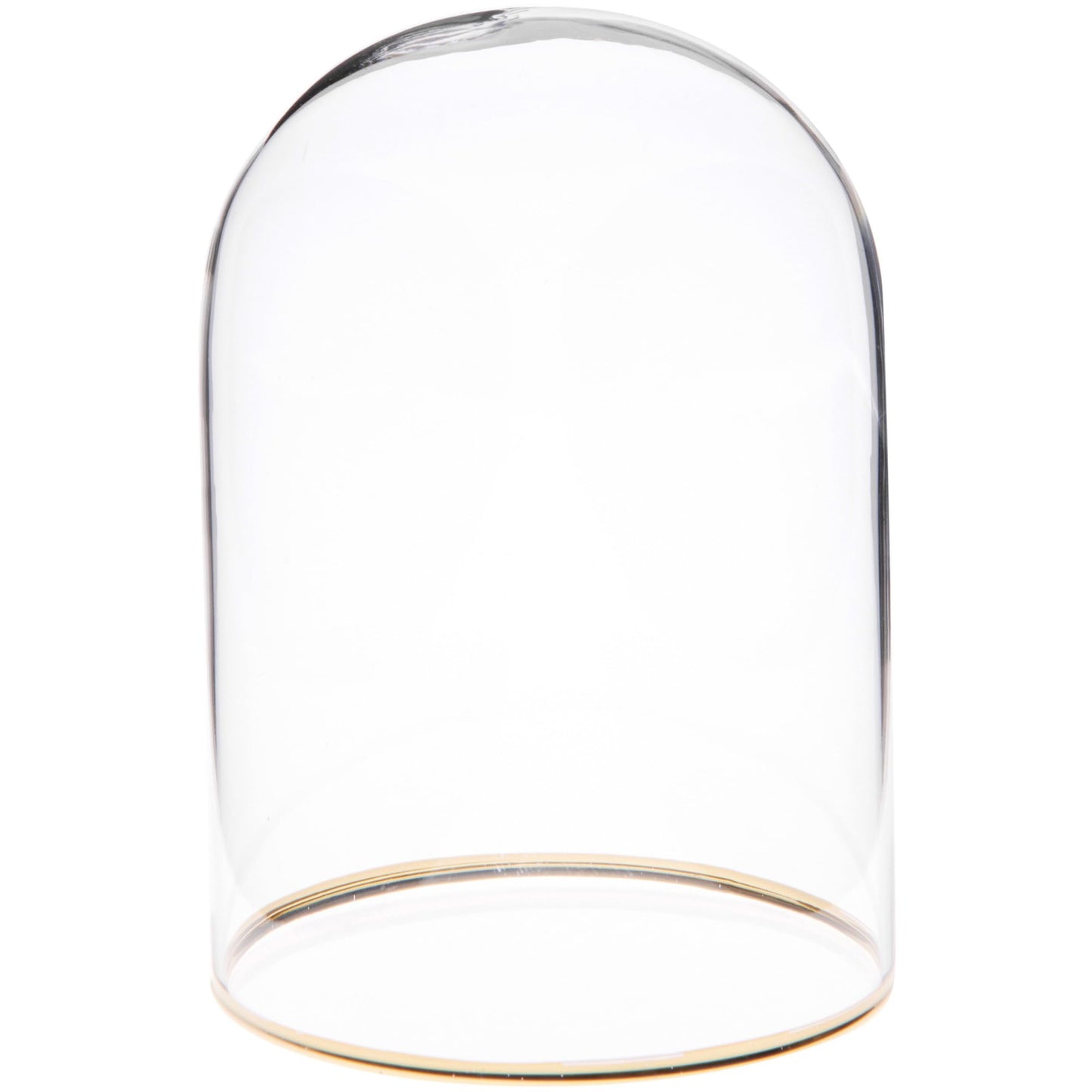 Plymor 3" x 4" Glass Display Dome Cloche with Gold Rim (no Base)