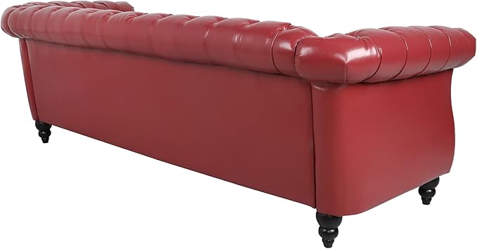 LEVNARY Chesterfield Sofa, Classic Tufted Upholstered Leather Couch, Modern 3