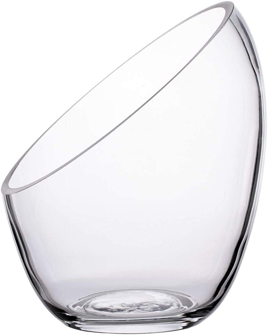 Ecosides 6.9”X5.5 Clear Glass Bowls Slanted Clear Vase Terrarium Jar Round Globe Wide Glass Cut Bubble Bowl Put Candies,Plant,Flowers,Fruit