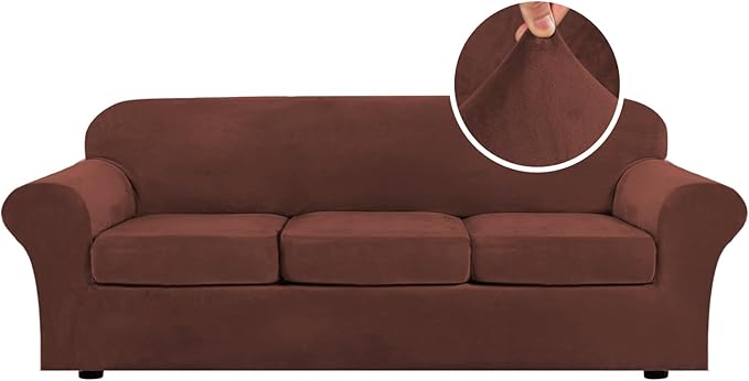 H.VERSAILTEX High Stretch Sofa Slipcover 4 Piece Cover Velvet Furniture