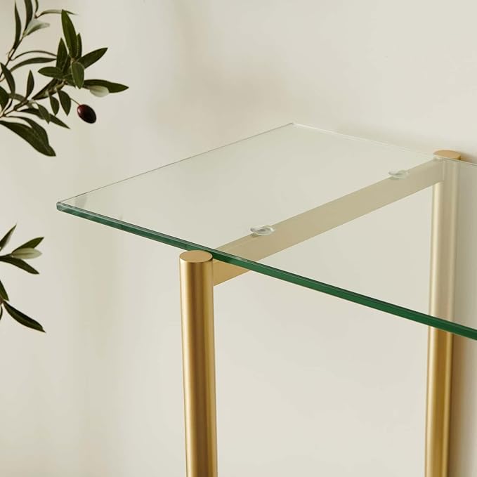 LumFurn Glass Console Table for Living Room, Foyer & Entrance, 2-Tiers