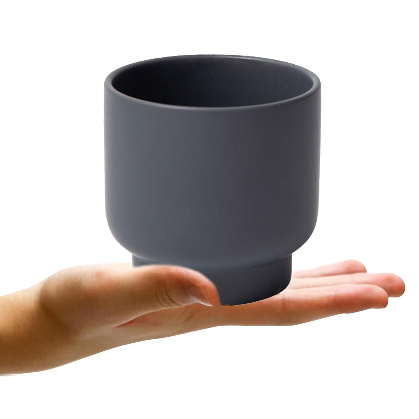LB Grey Ceramic Planters for Indoor Plants, Succulent Plant Pots Ceramic Flower Pots, Modern Plant Pot for Living Room Office Home Decor, Round Flower Pot of 4.3 Inch(Plant Not Included)