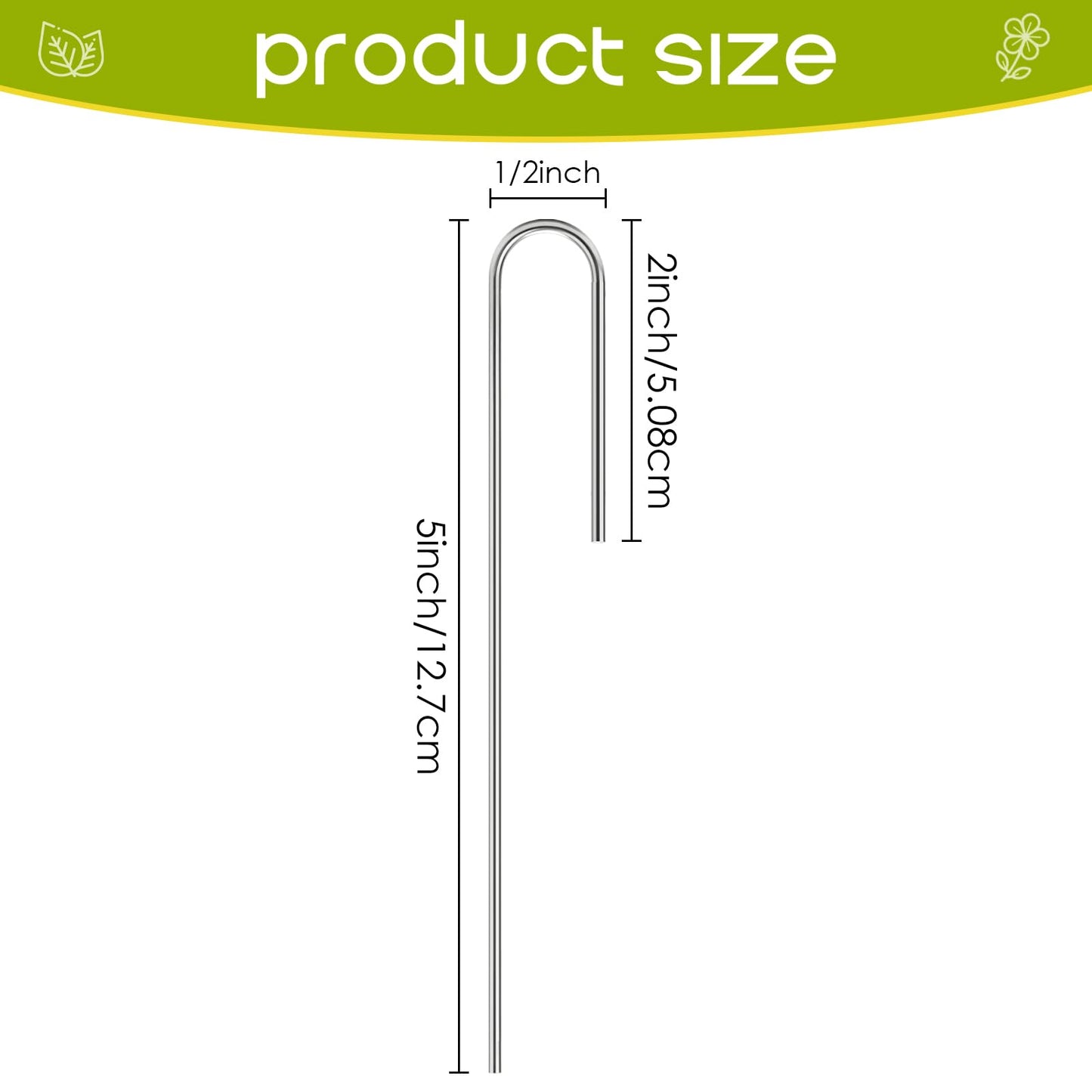 Odowalker 150 Pcs Irrigation Drip Tubing Landscape Staples, 5 Inch J Shape Garden Stakes, Loop Stake, Lawn Pins, Landscape Irrigation Stakes for Drip Tubing (Hold up to 1/2" Drip Tubing)