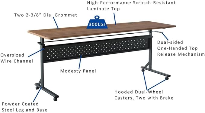 Lorell Shift 2.0 Flip & Nesting Mobile Table