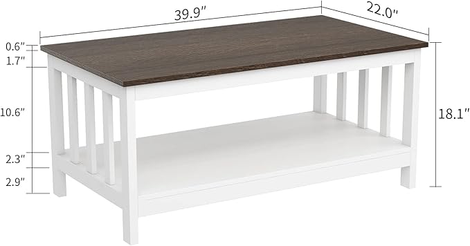 ChooChoo Farmhouse Coffee Table, 40 Inch