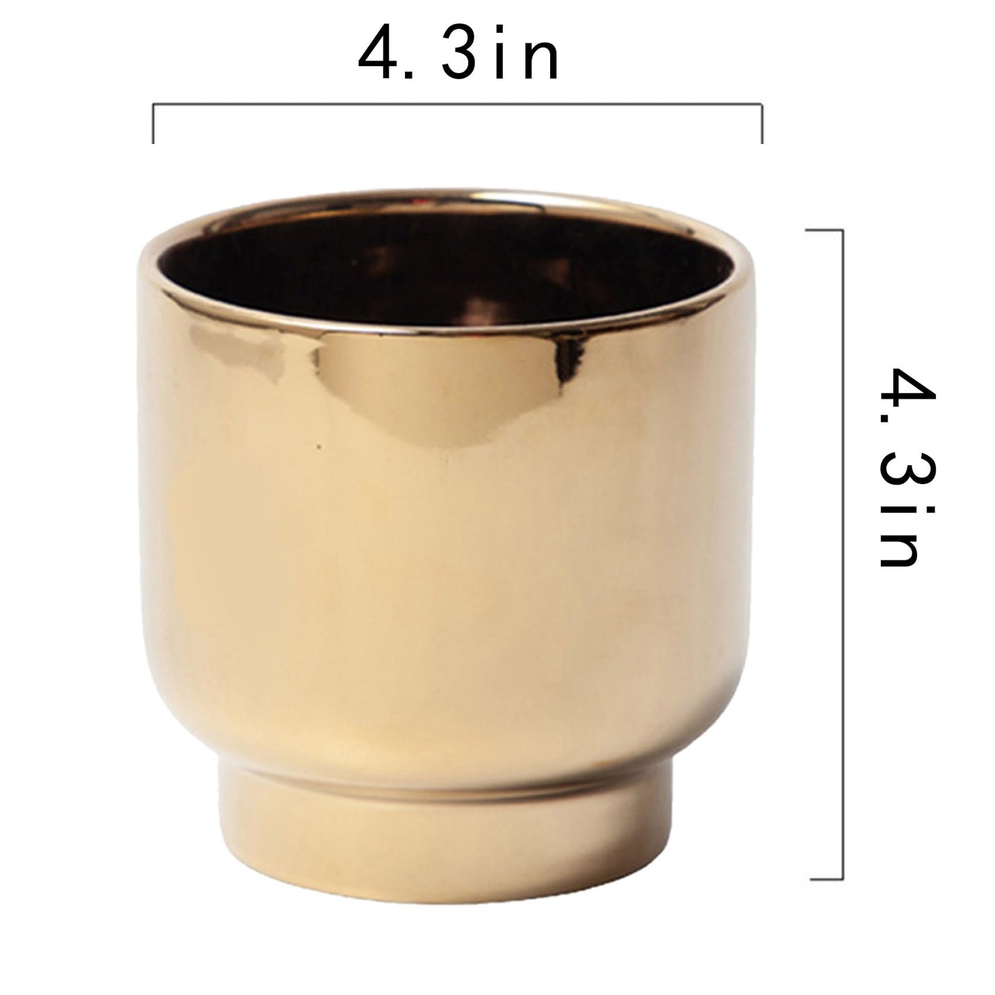 LB Gold Ceramic Planters for Indoor Plants, Succulent Plant Pots Ceramic Flower Pots, Modern Plant Pot for Living Room Office Home Decor, Round Flower Pot of 4.3 Inch(Plant Not Included)