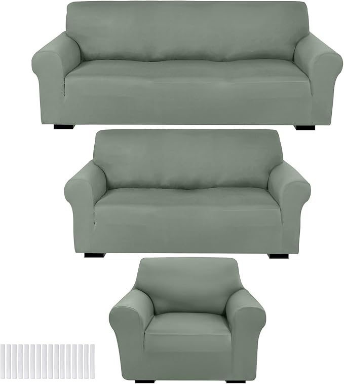 Peryiter 3 Pcs Couch and Loveseat Covers Set Sofa Cover