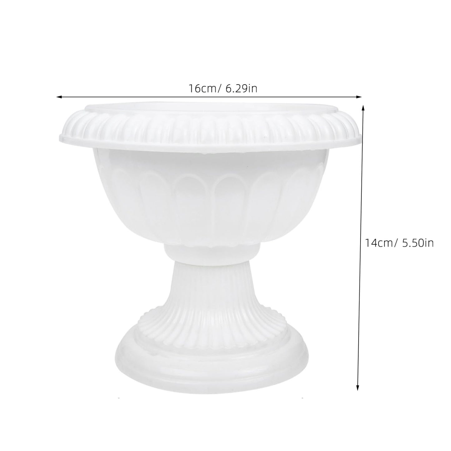 SEWACC 4pcs Mini Roman Style Flower Pots, Plastic Wedding Flower Containers, Decorative Pedestal Planters for Home, White, 6.29 x 6.29 x 5.51 Inch
