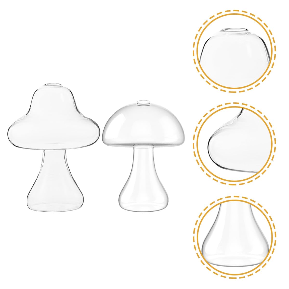 Zerodeko 2pcs Mushroom Shaped Glass Vases for Flowers Small Hydroponic Terrarium Plant Holders Decorative Office and Home Décor Containers