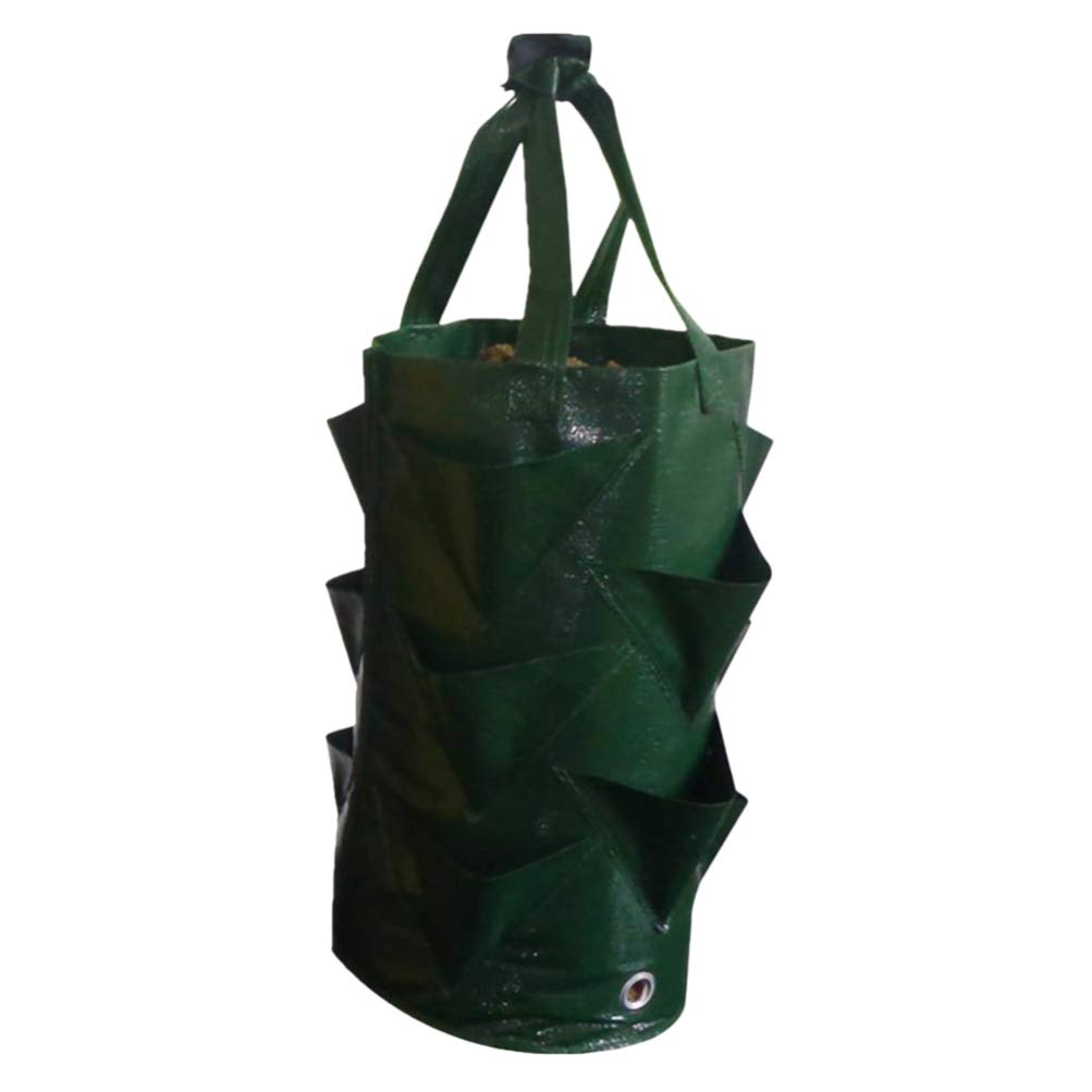 Hemoton 3 Gallons Planting Grow Bag, Hanging Strawberry Bags, Plastic Strawberry Planter Bags, Perfect for Growing Strawberry,Tomato,Pepper,Cucumber,Herbs,Lettuce,Greens,Flowers and More! (Green)