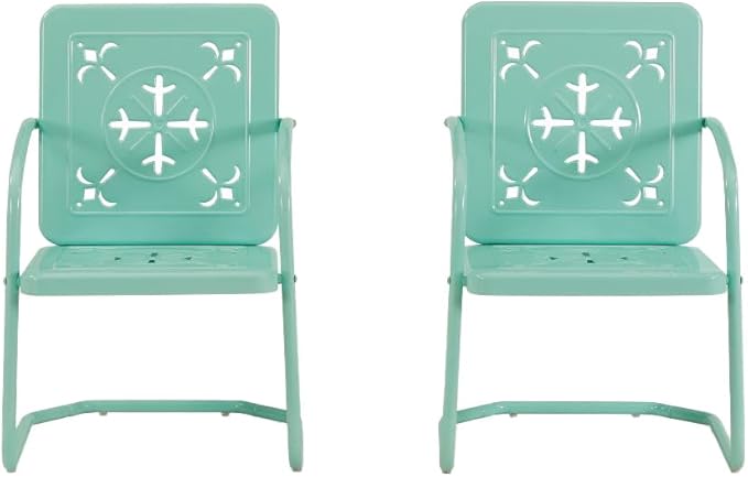 Crosley Furniture Azalea 2-Piece Outdoor Chair Set, Vintage Retro Metal Patio