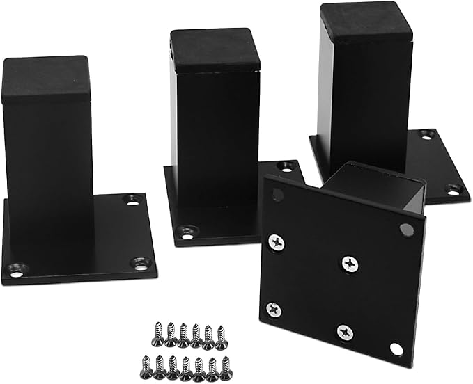 4Pcs 4Inch Metal Furniture Legs, Square Metal Cabinet Support Foot
