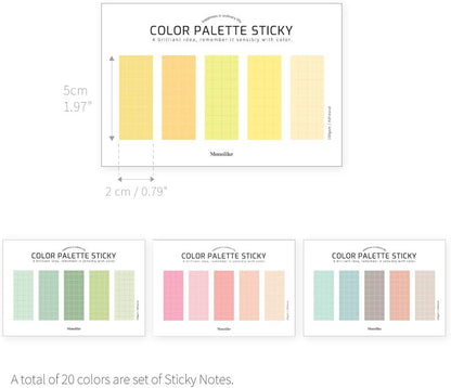 Monolike Color Palette Sticky Grid 500 C Set 4p - Self-Adhesive Memo Pad 30 Sheets
