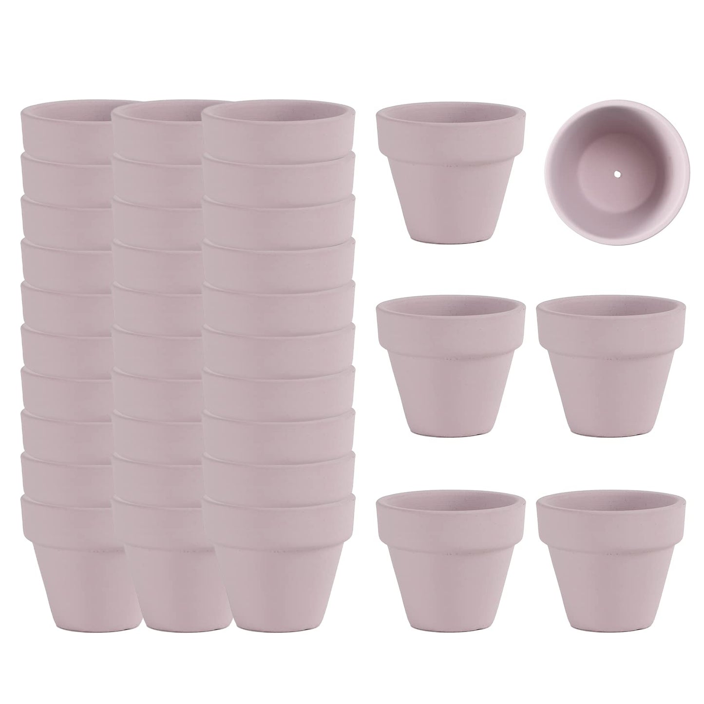 36 Pieces of Small Mini Pink Flower pots 2 inch Clay Flower pots,Cactus Flower pots,Succulent Nursery pots with Drainage Holes,Suitable for Indoor/Outdoor Succulent Plants,Crafts,Wedding Favor
