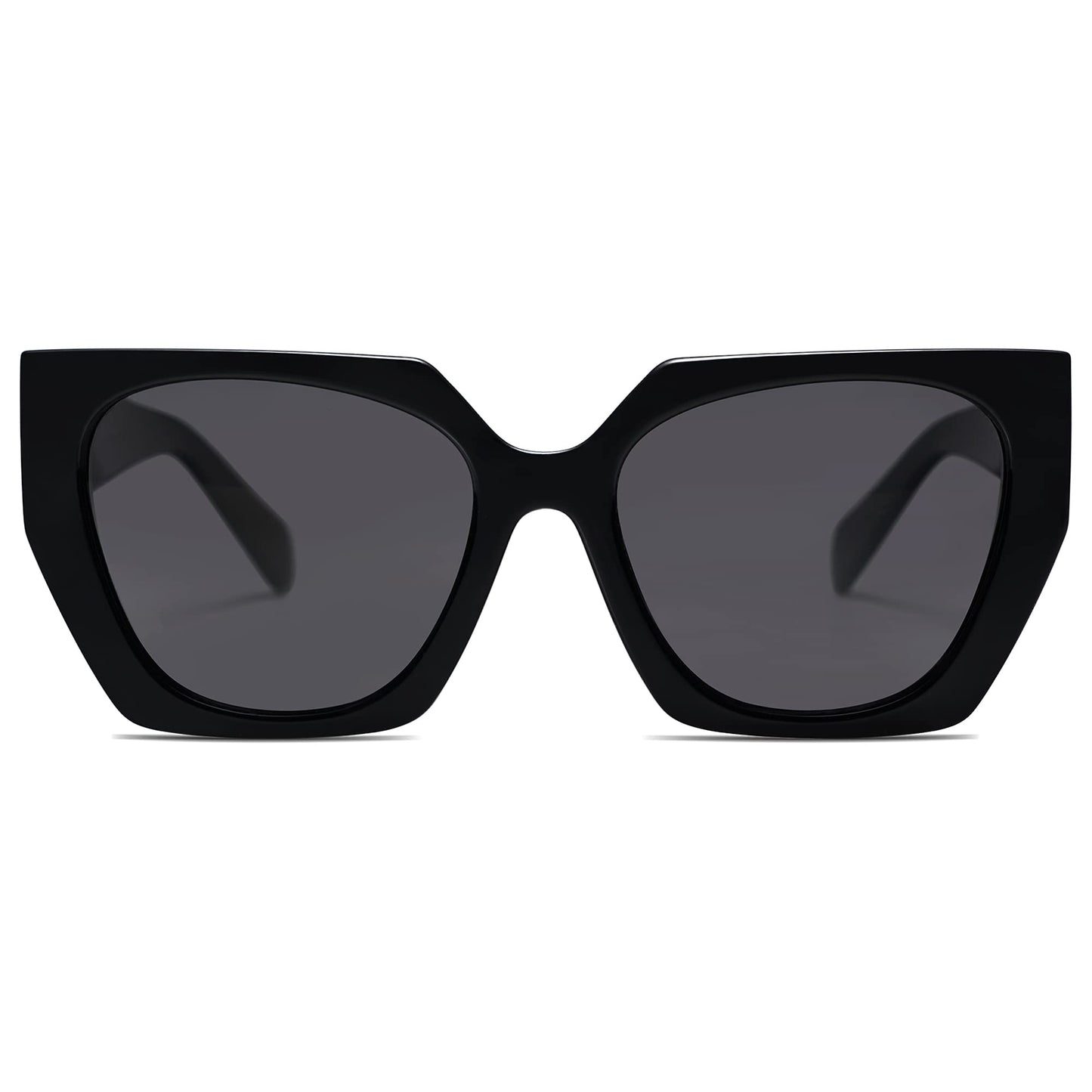 SOJOS Trendy Large Oversized Polarized Sunglasses Womens Big Square Cateye Sunnies, Lentes de sol para mujer SJ2205, All Black
