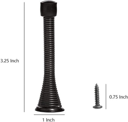 KISEER 16 Pack Spring Door Stops 3 1/4 Inch Flexible Heavy Duty Spring Door Stopper with RustProof Screw Rubber Bumper Tips (Black)