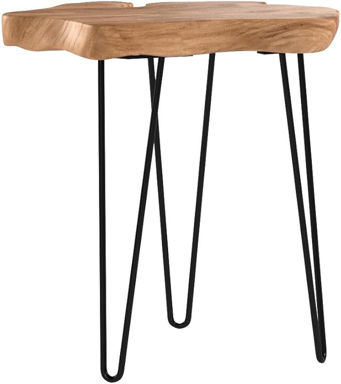WELLAND Live Edge Cedar End Table, Unique Desktop Side Table, Natural Clear