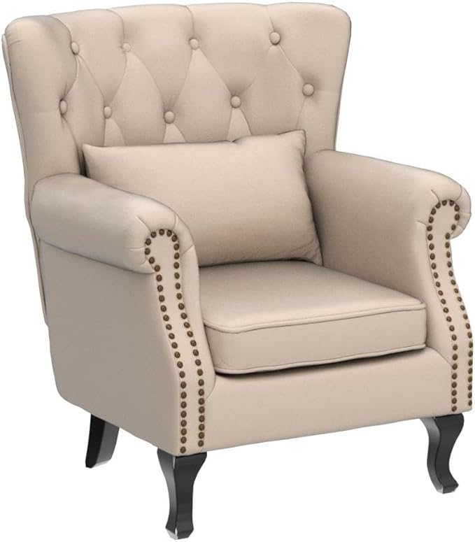 Mid Century Modern Accent Chair Upholstered Armchair Comfy Linen Fabric Single