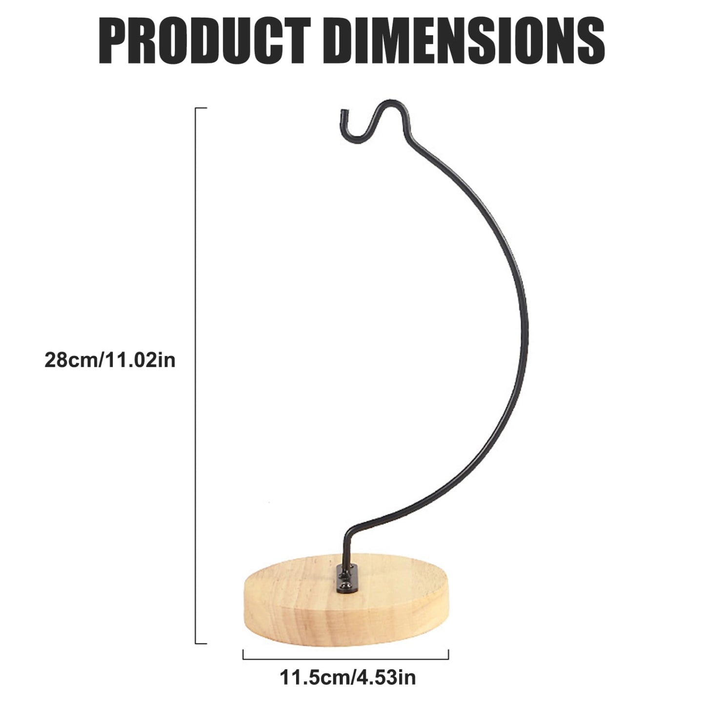 Ngbbby Ornament Display Stand, Iron Hanger Air Plant Holder with Wood Base Terrariums Hanging Plant Stand Pot Hook Decoration Rack for Glass Globe Air Flower Pot, Style 1, Hanging