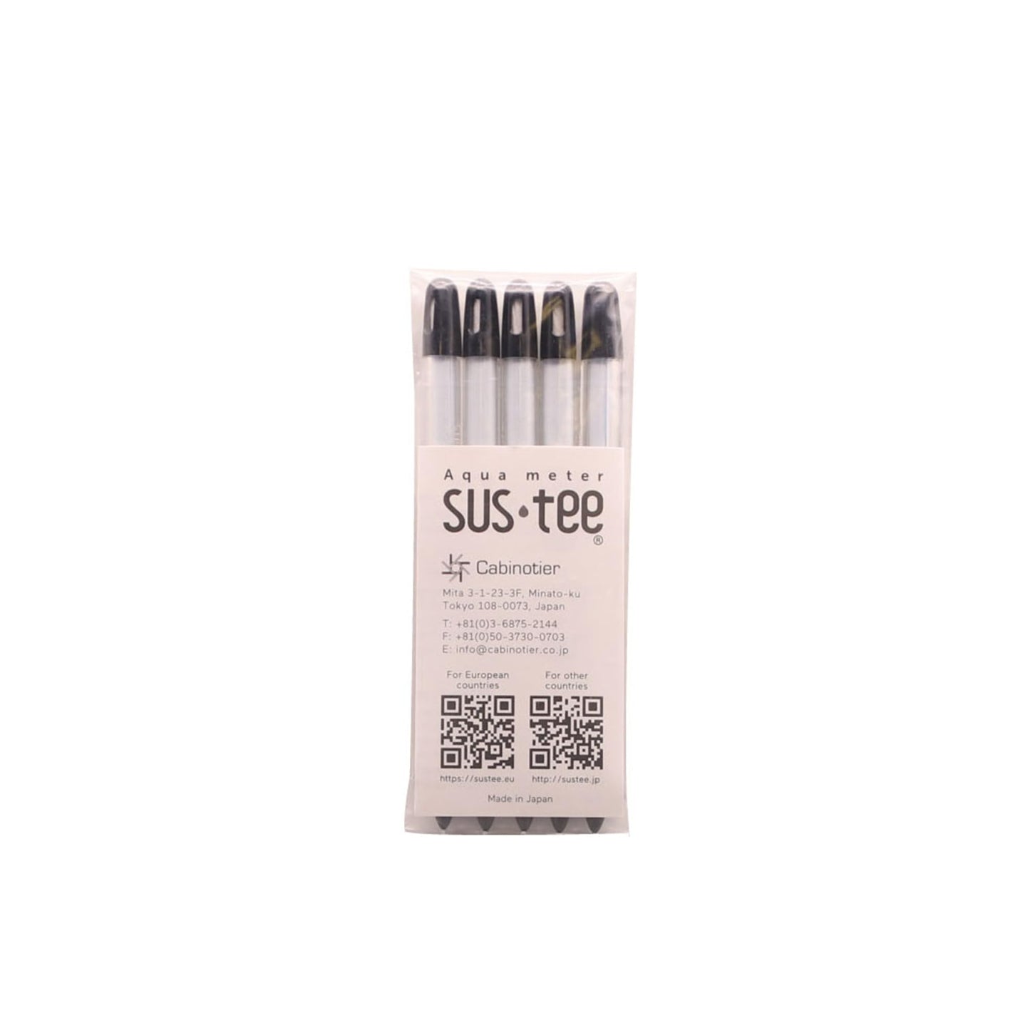 Sustee Aquameter - Small - Black - Bundle of 5 - Leave-in Soil Moisture Meter for Potted Plants - Plant Water Sensor - Refillable