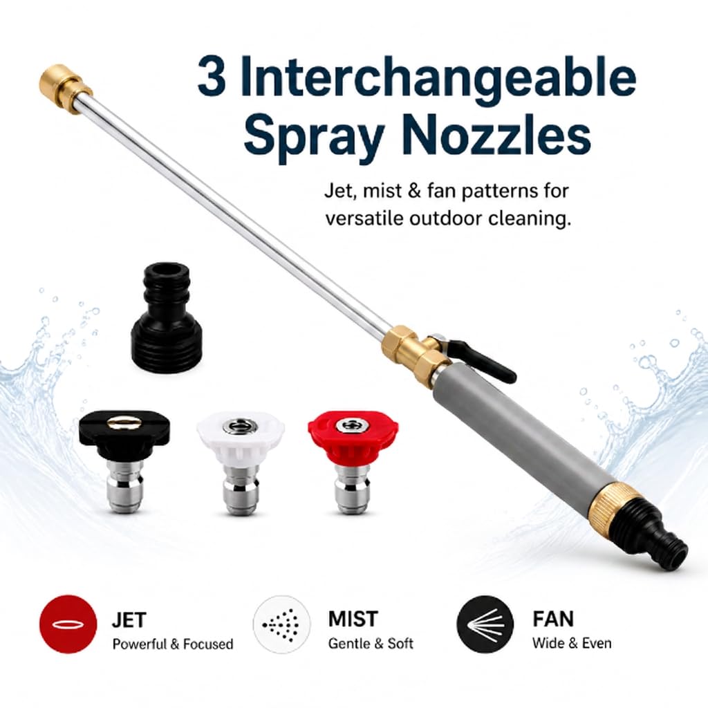 jet nozzle power washer wand for garden hose with 3 high pressure water hose nozzle and Quick Connectors For Patio Car Window Washing