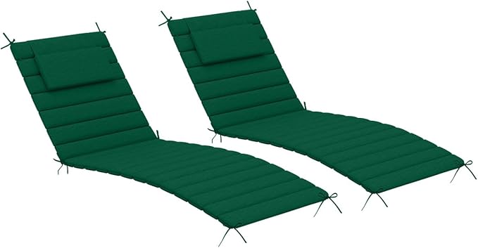 Sundale Outdoor Olefin Quilted Lounge Cushion Set of 2, Patio Foldable Chaise