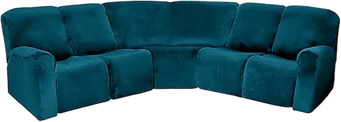 LightInTheBox 7-Piece Velvet Stretch Reclining Couch Covers 5 Seats Corner Sofa